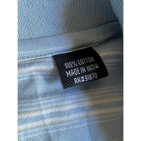 Bolle Golf Polo Shirt Short Sleeve Blue White Stripes Men's Size XL 100% Cotton‎ - Picture 3 of 5